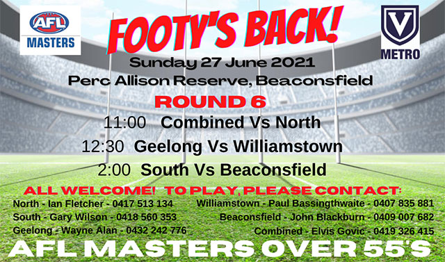 AFL Masters Over 55’s Round 6