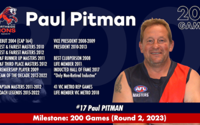 200 GAMES MILESTONE – PAUL PITMAN, NORTHSIDE LIONS